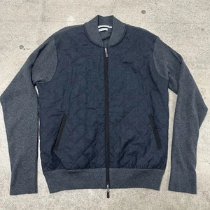 Chaqueta Peter Millar Para Hombre XL Gris Cremallera Completa Acolchada Lana Mezcla Algodón Golf - Imagen 1 de 12
