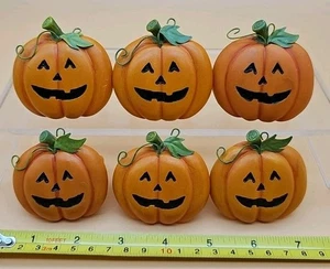 Halloween Fall Set of 6 Vintage Resin Jack-o-Lantern Pumpkin Napkin Rings Holder - Picture 1 of 3