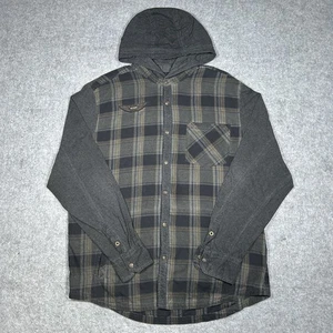 Harley Davidson Hooded Flannel Mens Size XL Button Up Plaid Jacket Biker - Picture 1 of 20