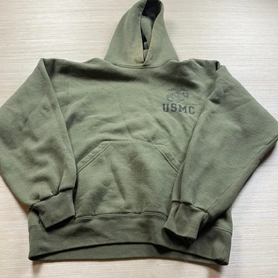 Vintage USMC Hoodie Marines Olive Green Made in USA Small Army 90s Soffe - Image 1 of 4