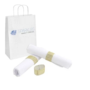 25 Gold Rhinestone Napkin Rings 6 Row - diamond wedding party sash holder - Picture 1 of 5