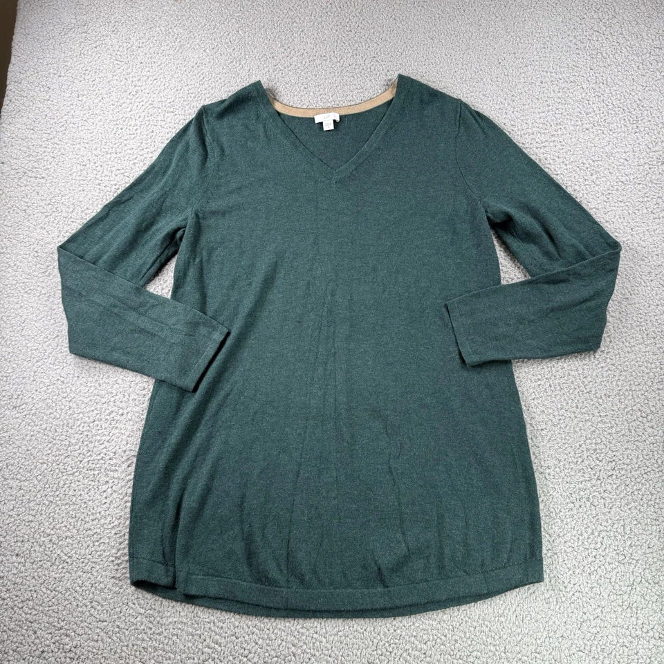 Suéter J Jill Mujer M Verde Túnica Cuello en V Pullover Ligero Informal Carrera Foto 1 de 4