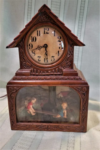 Antique Haddon Original The Teeter Totter Clock Model #15 Nice Piece W New Motor Cover
