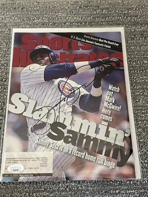 Sammy Sosa Signed Chicago Cubs Sports Illustrated 6-29-98 JSA COA Slammin Sammy - Image 1 of 2