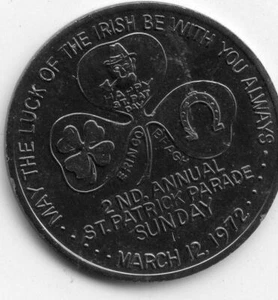 Mardi Gras Doubloon Jefferson Parish 1972 verde aluminio - Imagen 1 de 2