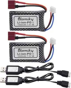 2er Pack 7,4V 2S 30C 1000Mah 7,4Wh Akku T Stecker und USB Ladekabel geeignet N - Bild 1 von 7