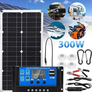 300W 12V Solarpanel Solar Ladegerät Autobatterie Erhaltungsladegerät für Caravan - Bild 1 von 18