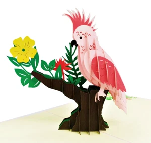 Pink Cockatoo Bird Lover 3D Pop Up Greeting Card for birthday , all occassions - Picture 1 of 4