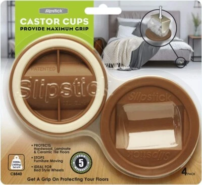 Slipstick CB840 3-1/4 Inch Gripper Caster Cups Set of 4) Caramel Color, Large