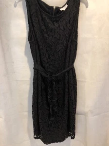 NWT A Pea In The Pod Maternity Dress Black  Sleeveless Lace Tie Waist Sz Med - Picture 1 of 9