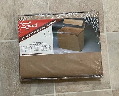 Vintage Smead 21 Pocket A-Z Expanding File Flap Brown Kraft 9.75” x 7.5” NOS - Image 1 of 4