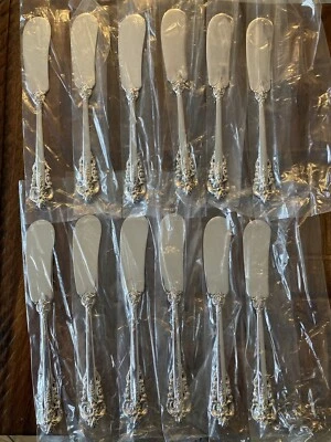 JUEGO DE 12 CUCHILLOS ESPARCIDORES WALLACE GRANDE BARROCOS PLATA ESTERLINA MANTEQUILLA CUCHILLO GRAND Foto 1 de 4