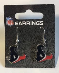Houston Texans Team Logo Dangle Pierced Earrings NEW - FREE U.S.A. SHIPPING - Picture 1 of 3