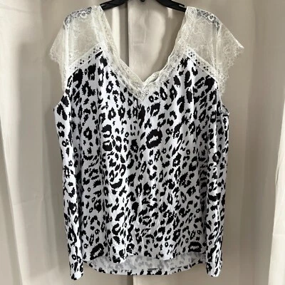 Top cami romántico para mujer talla 2XL estampado animal encaje caprichoso elástico 18014 Foto 1 de 4