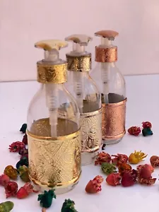 POMPA 3 TONALITÀ BRONZO VETRO COLORE AMBRA SAPONE VINTAGE BAGNO, DISPENSER CUCINA,SET - Foto 1 di 12