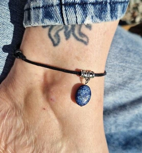 Original Lapislazuli Fußkettchen. Knöchelarmband. Edelstein Fußkettchen. Kristall Fußkettchen - Bild 1 von 2