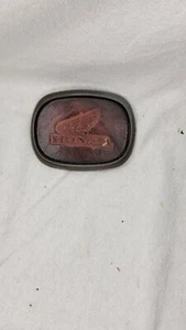 VINTAGE HONDA LEATHER and BRASS BELT BUCKLE EMBOSSED - Picture 1 of 3