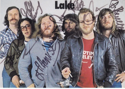 Lake signed promo postcard entire band, super rare Cover