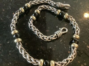 David Yurman Sterling Silver, Gold And Onyx Bead Necklace - Picture 1 of 6