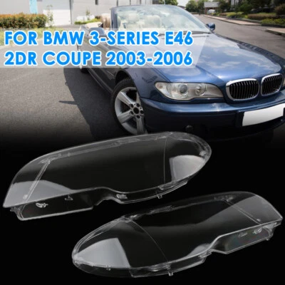 LH+RH Headlight Headlamp Lens Cover For 2003-2006 BMW E46 2DR Coupe 325ci 330ci Foto 1 de 4