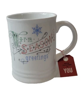 Christmas Coffee Mug, Fringe Studio, New w/ Tag 'Warm Seasons Greetings' 4.5'' - Picture 1 of 4