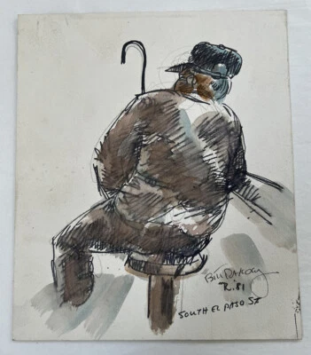 Vintage Watercolor Painting “South El Paso Street” 1981 by Bill Rakocy - Image 1 of 4
