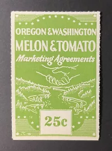Oregon & Washington State Revenue 25 cents Melon & Tomato - OG - MNH - OR - Picture 1 of 2