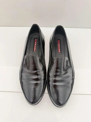 PRADA Women’s Black Patent Leather Loafers 38/8 - Image 1 of 4
