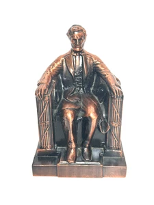 Abraham Lincoln Memorial Statue Banthrico Vintage Bank Copper Figurine No Key - Picture 1 of 7