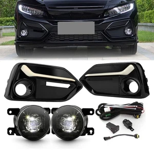 LED Fog Light Lamp Cover Bezel For Honda Civic 2017-18 2019 2020 2021 Hatchback - Picture 1 of 24