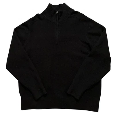 Suéter Uniqlo JW Anderson Para Hombre Talla XL 1/4 Cremallera Pullover Tejido Lana Negro Foto 1 de 4