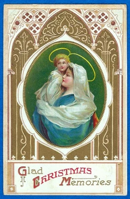 De Colección Clapsaddle Navidad Virgen María Jesús PC Detallado Repujado Dorado c1912 Foto 1 de 4