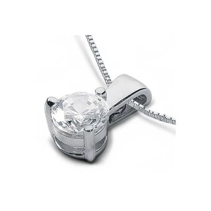 Colgante solitario clásico de oro blanco con diamantes naturales redondos de 2,04 quilates G SI2 - Imagen 1 de 3