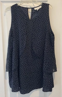 Motherhood Maternity Women's Size Medium M Blue With White Dots Blouse Career - Image 1 of 4