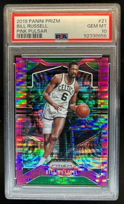 Prizm Bill Russell Prizm Pink Pulsar #25/42 Celtics PSA 10 2019-20 Foto 1 de 2
