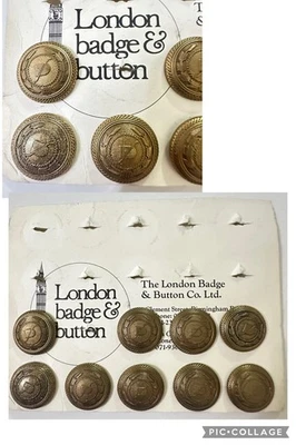 9 Brass 7/8” Buttons w/ Copper Shanks London Badge & Button Co. Made In England - Image 1 of 4