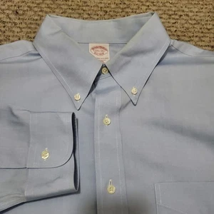 Camicia BROOKS BROTHERS uomo 17,5 34 abito Oxford blu non ferro vestibilità tradizionale - Foto 1 di 9