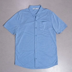 Travis Mathew Pima Cotton Full Button Up Short Sleeve Shirt Blue Men's XL Golf - Picture 1 of 6