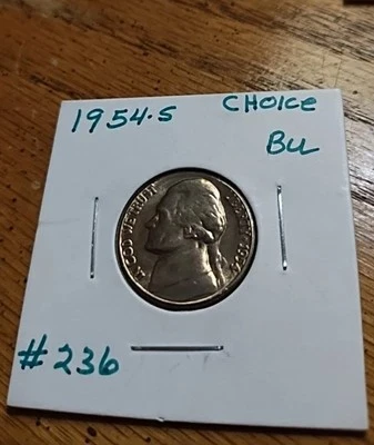 1954-S Steps  Jefferson Nickel Choice BU nice Uncirculated  - Image 1 of 4
