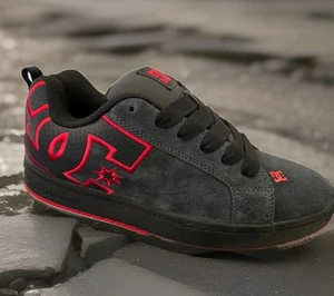 Herren DC Court Graffik Skateschuh Freizeit Low Top - Grau/Rot - Bild 1 von 5