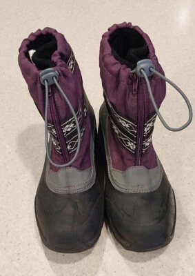 Botas de nieve Lands' End juveniles púrpura gris cremallera cordón EE. UU. 2 UK 1 EU 33 Foto 1 de 4