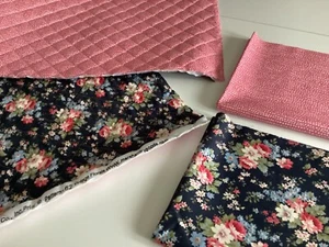 Machine Quilted (by me) Double-sided Fabric Stiffened W/Pellon for Bags, Baskets - Picture 1 of 9