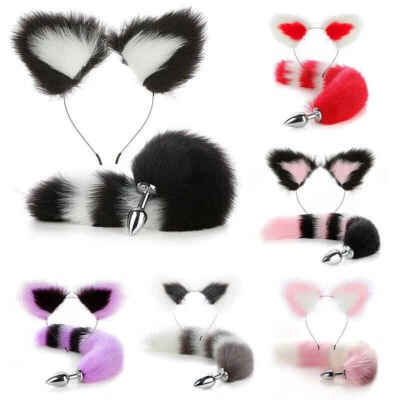 Headband Fox Cat Tail Sexy Romance Metal Plug Cute Soft Cat Ears Cosplay Toy - Image 1 of 4