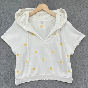 Splendid x Gray Malin Hoodie Womens White Sun Embroidered Short Sleeve Sz S - Picture 1 of 9