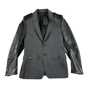 Belstaff Britford Wool Leather Sleeve Blazer Melange Gray Size 48EU NWT 1995$ - Picture 1 of 10