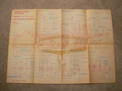 Model Boat Plans of the Lulonga a scale paddle tug 30" LOA beam 10 1/2" — 第 1/2 张图片