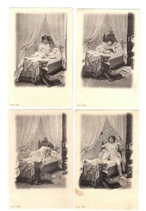 Rusia Colección de 6 Postales Vintage Mujer Desnuda en Cama, Años 1910 - Imagen 1 de 4