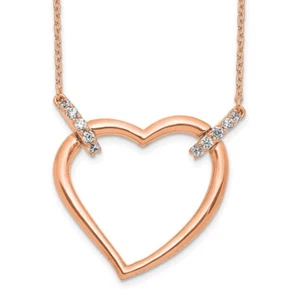 14k Rose Gold Diamond Heart Pendant Necklace 18" 3.8g Gift for Mother - Picture 1 of 2