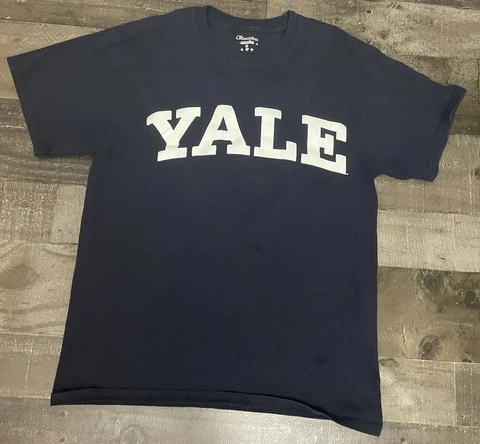 Champion Yale Bulldogs T Shirt Adult Size M Blue Football Workout Casual Mens Cover