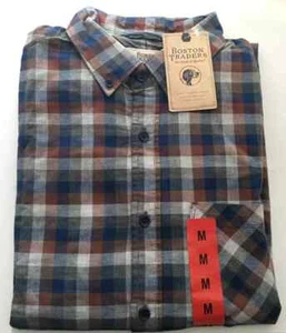 Boston Traders Estilo Men's Pure Cotton Long Sleeve Plaid Casual Shirt ~ M - Picture 1 of 6